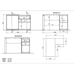 120x75x117 Schreibtisch mit Anbauregal - Situatica