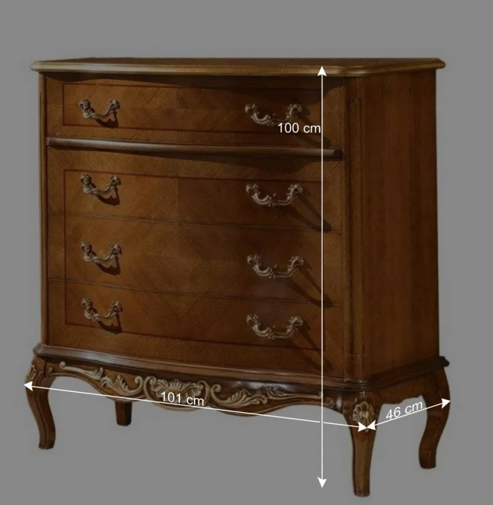 101x100x46 Schubladen-Kommode in Nussbaum - Aciara