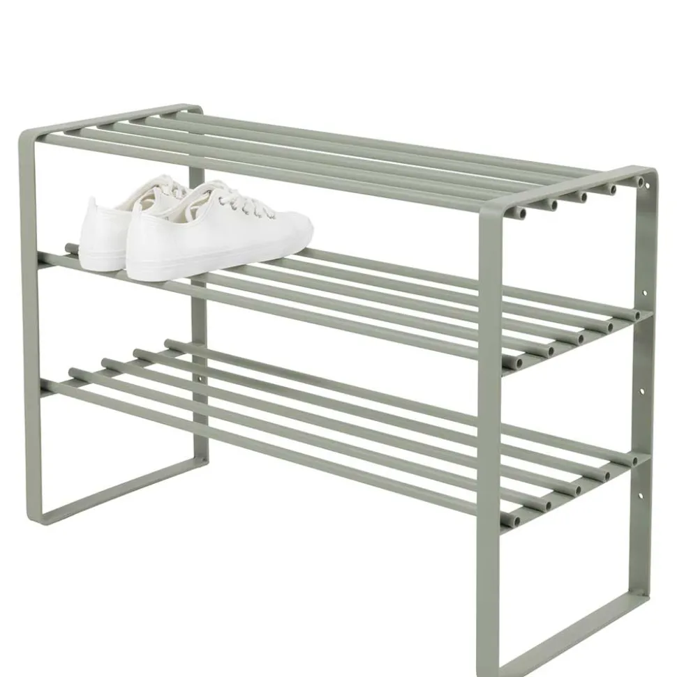 70x49x29 Schuhregal aus Stahl in Graugrün - Citro