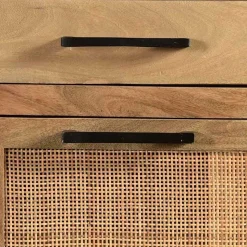 85x91x40 Schuhschrank aus Holz & Rattan Geflecht - Lazianus