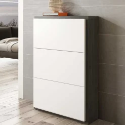 80x120x27 Schuhschrank in Weiß & Schwarzgrau - Burano