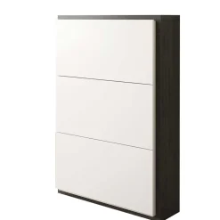 80x120x27 Schuhschrank in Weiß & Schwarzgrau - Burano