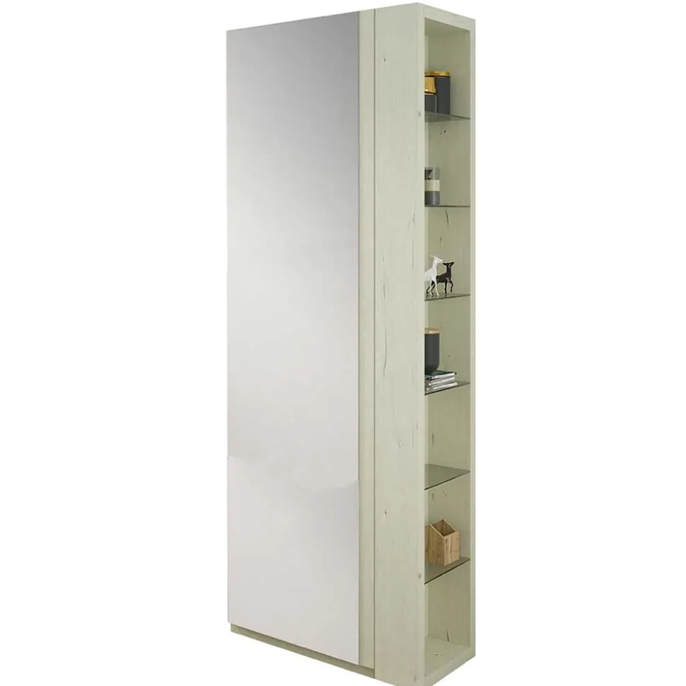 63x180x35 Schuhschrank mit Seitenregal & Spiegeltür - Bizkaia