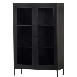100x155x40 Schwarze Vitrine mit Doppeltür - Neptunus