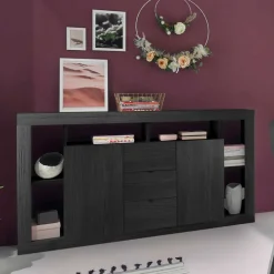 172x102x42 Schwarzes Sideboard in Holzoptik - Bihar