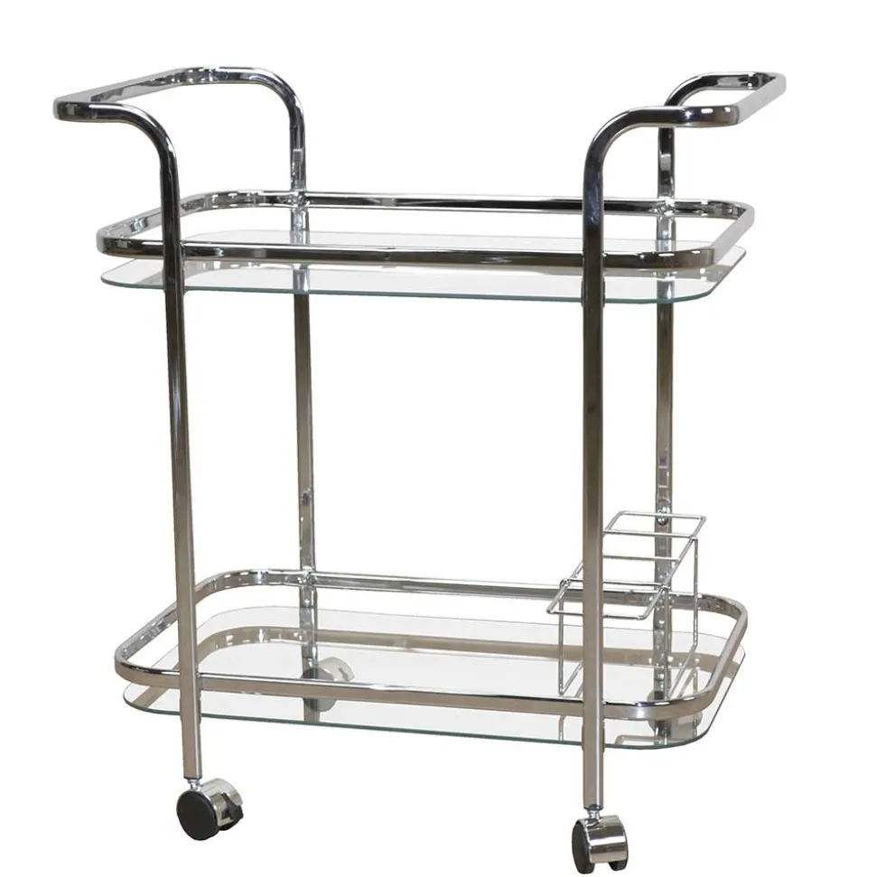 69x75x44 Servierwagen aus Glas & Chrom - Malga