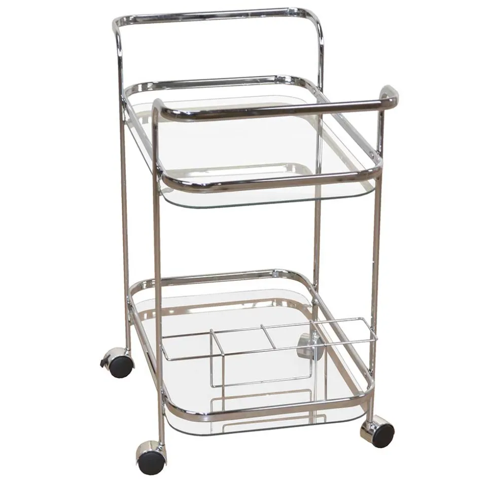 69x75x44 Servierwagen aus Glas & Chrom - Malga