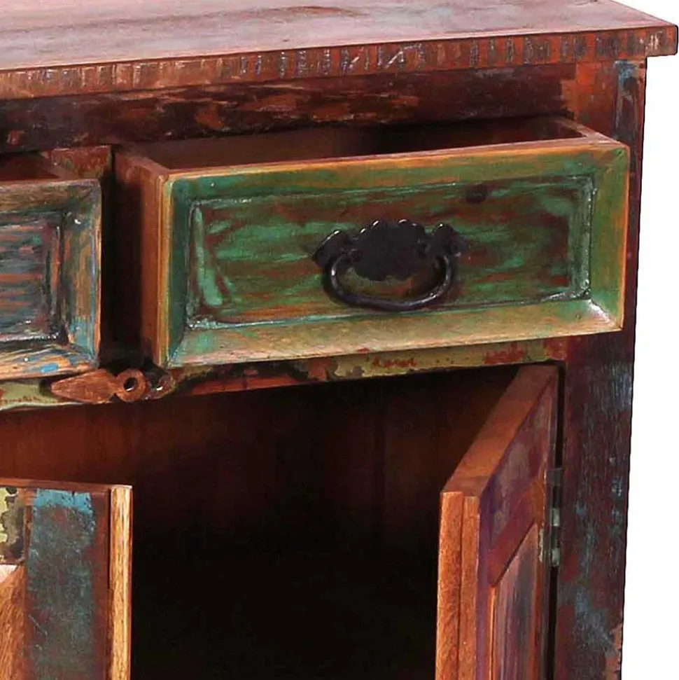 80x80x40 Shabby Chic Kommode in Braun Bunt - Jamaica