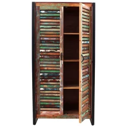 90x180x45 Shabby Chic Schrank mit 2 Lamellentüren - Vosbadus