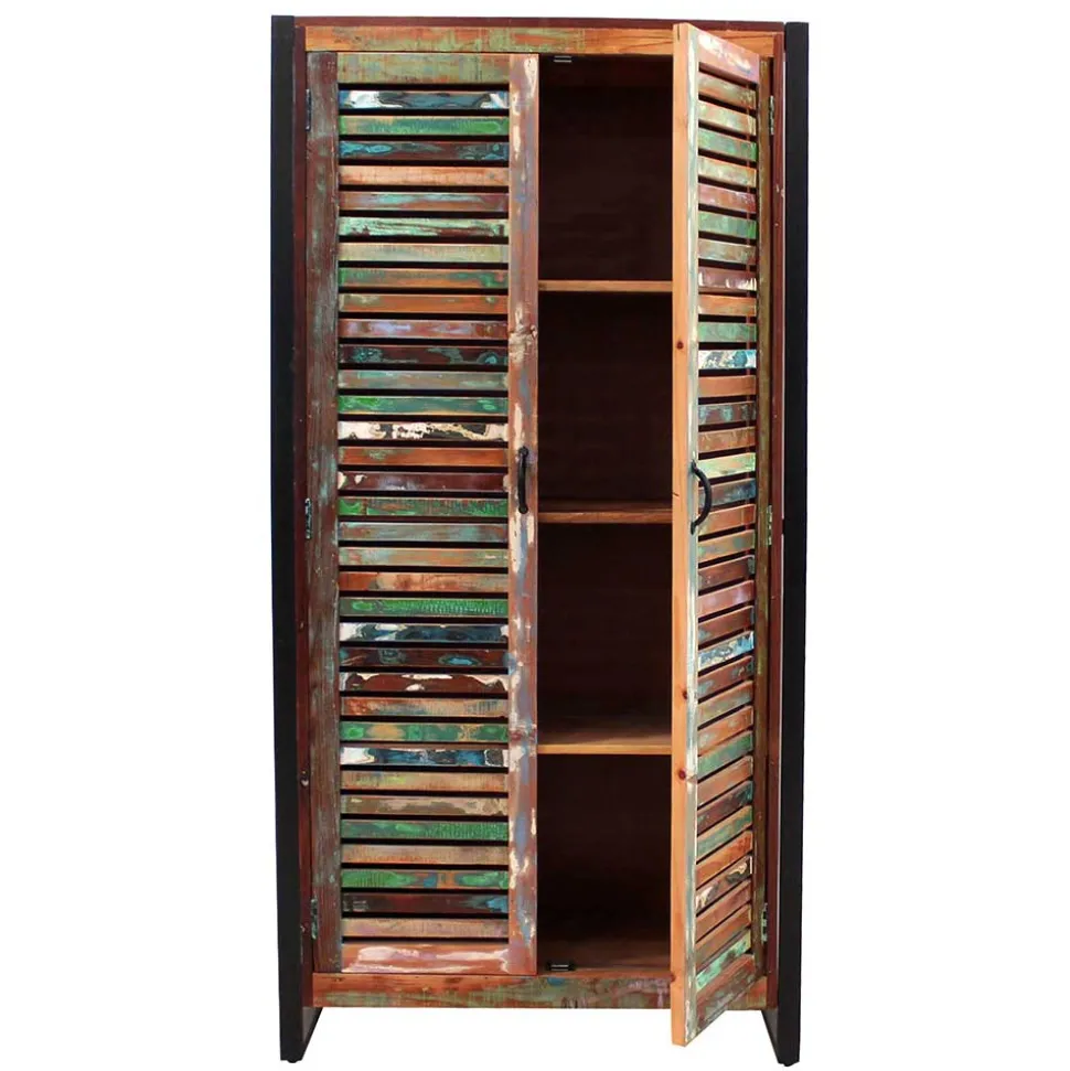 90x180x45 Shabby Chic Schrank mit 2 Lamellentüren - Vosbadus