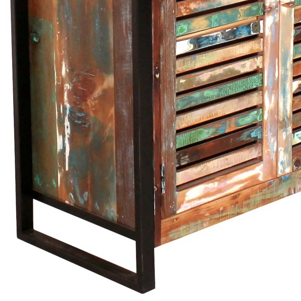 90x180x45 Shabby Chic Schrank mit 2 Lamellentüren - Vosbadus