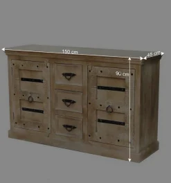 150x90x45 Shabby Chic Sideboard in Grey Wash - Abid
