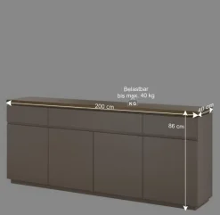 200x86x40 Sideboard Anrichte in Taupe & Akazie - Anja