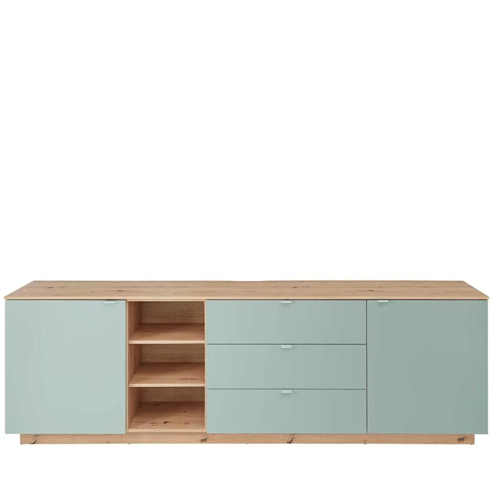 240x77x44 Sideboard in Graugrün und Wildeiche - Yoan