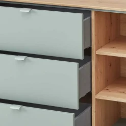 240x77x44 Sideboard in Graugrün und Wildeiche - Yoan