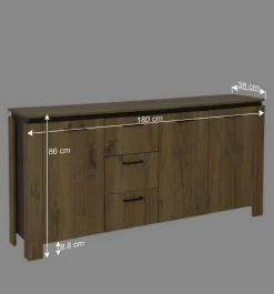 180x86x38 Sideboard in Zinneiche Optik - Traudarian