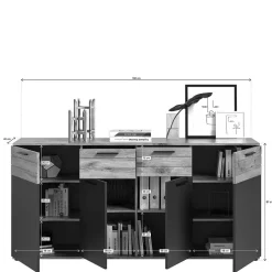 180x87x40 Sideboard mit 2 Schubladen & 4 Türen - Lucios