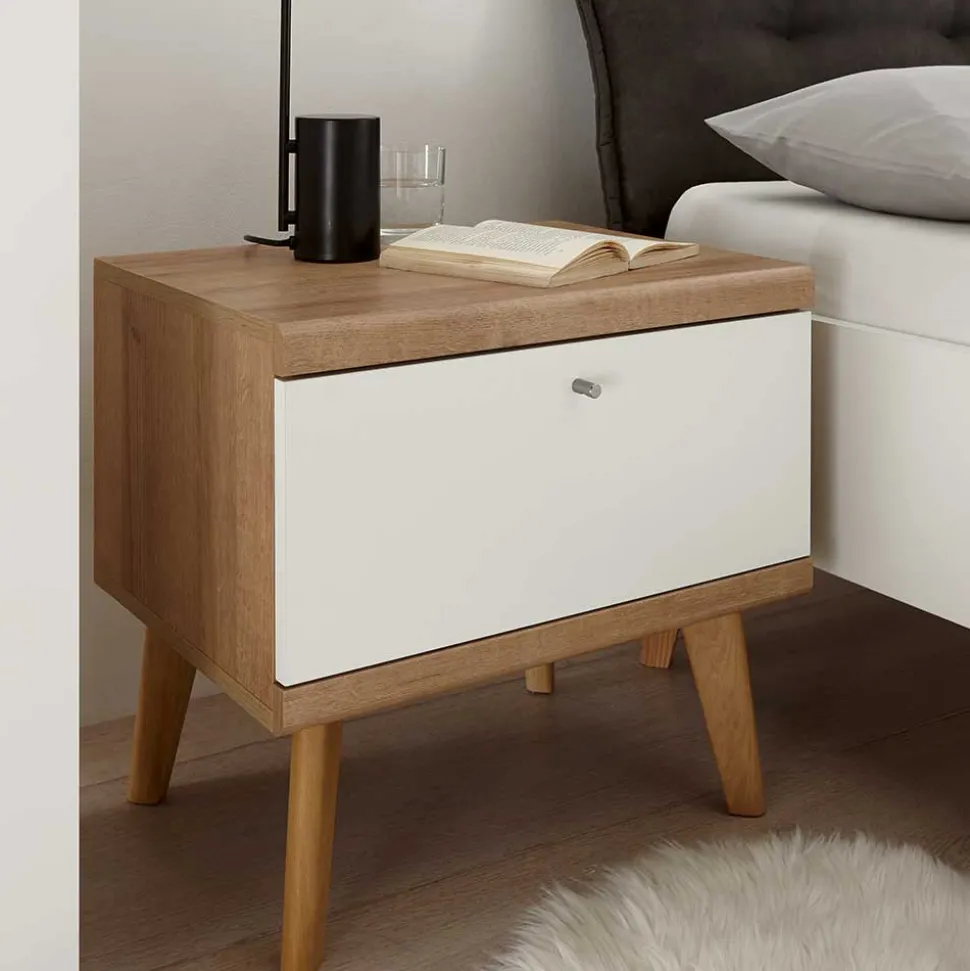 54x50x40 Skandi Nachtkommode mit Klappe - Cablos