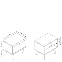 54x50x40 Skandi Nachtkommode mit Klappe - Cablos