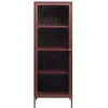 58x160x40 Stahl Vitrinenschrank in Dunkelrot - Enno