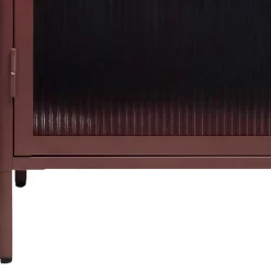 58x160x40 Stahl Vitrinenschrank in Dunkelrot - Enno