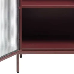 58x160x40 Stahl Vitrinenschrank in Dunkelrot - Enno