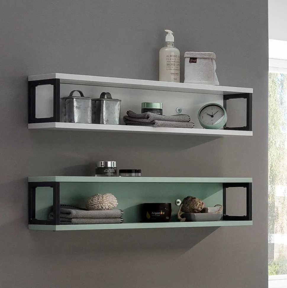 70x17x17 Stahl Wandregal in Weiß & Grau - Ismilav