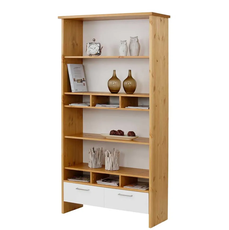 102x188x39 Standregal in Weiß & Honig - Enjes