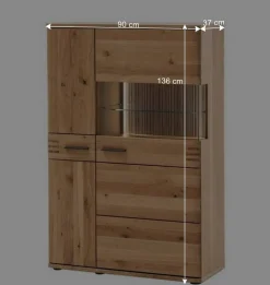 90x136x37 Stauraumvitrine als Highboard - Crupean