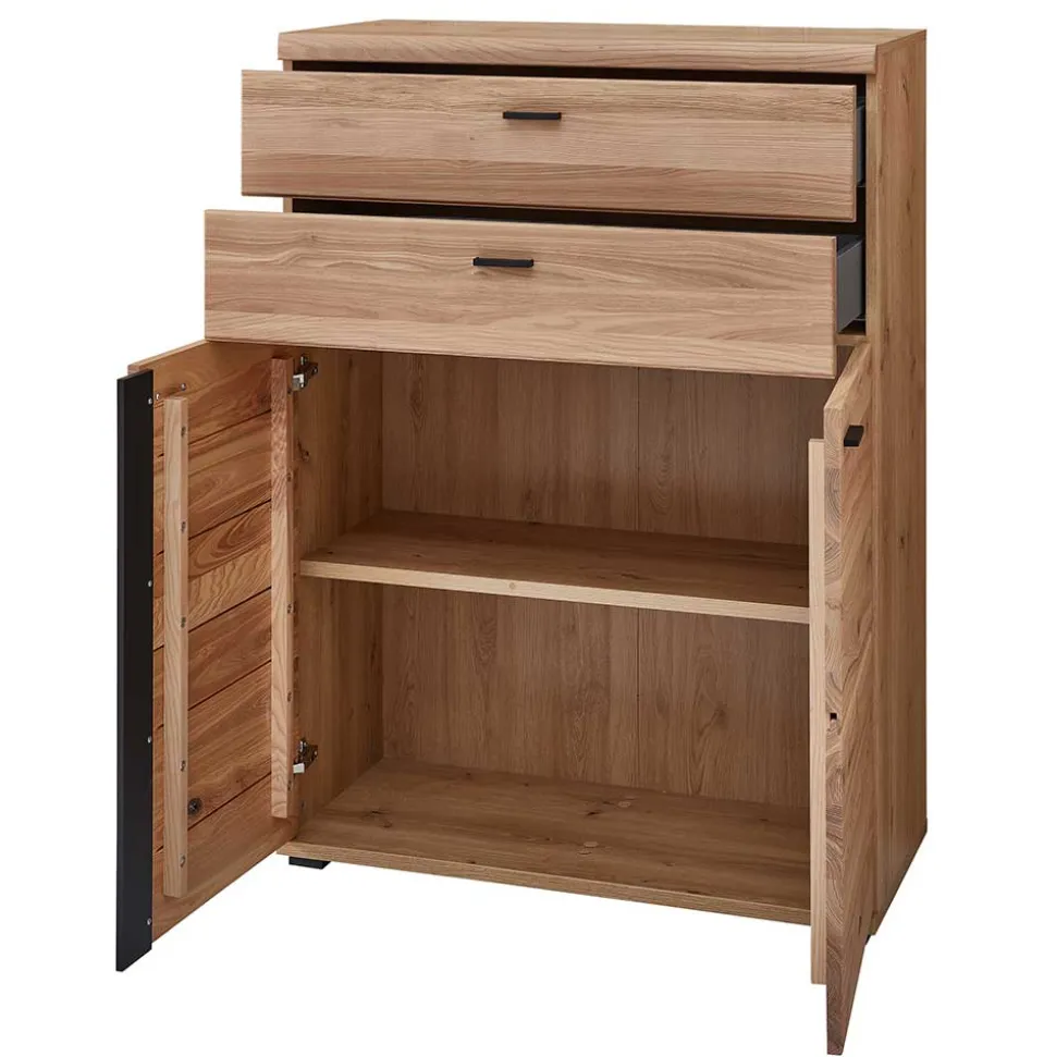 90x124x38 Teilmassiver Büroschrank modern - Emly