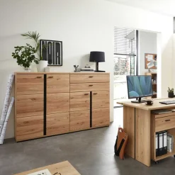 90x124x38 Teilmassiver Büroschrank modern - Emly