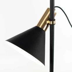18x55x18 Tischlampe in Schwarz & Messingfarben - Marike