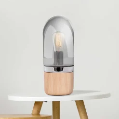 14x33x14 Tischleuchte aus Glas & Holz - Holly