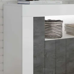 110x86x43 Türen Kommode in Grau Dekor - Voskala