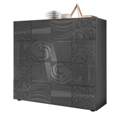 121x111x42 Türen-Kommode in Grau Glanz - Ipatal