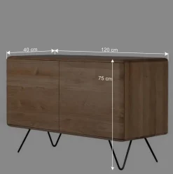 120x75x40 2-türige Kommode aus Eiche geschliffen - Bakaras