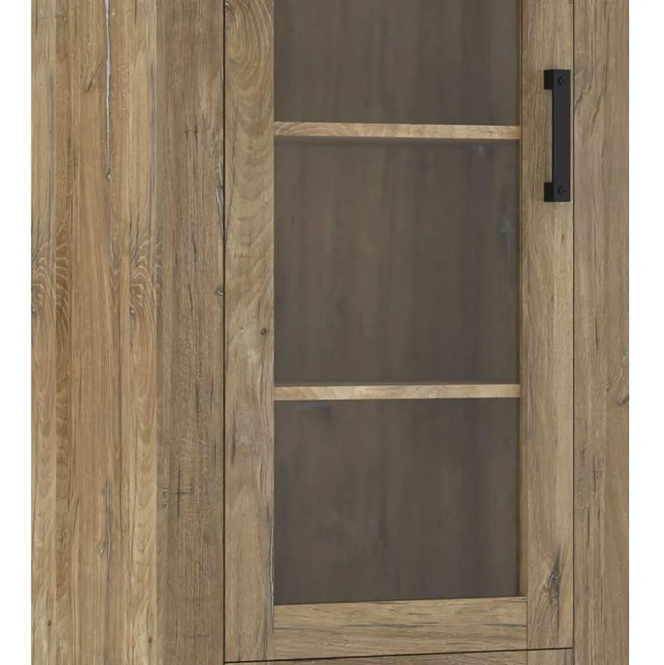 65x200x40 2-türige Vitrine in Eiche Dunkel - Fanos