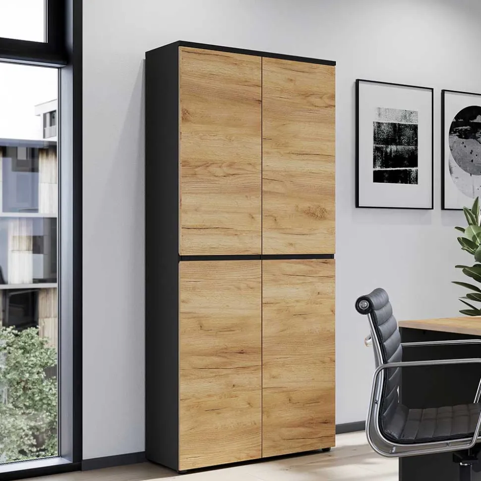 80x197x40 2-türiger Aktenschrank in Wildeiche Optik - Contrage