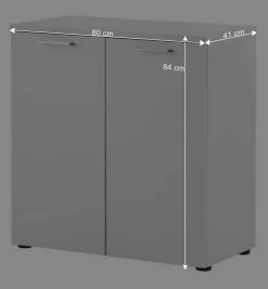 80x84x41 2-türiger Officeschrank in Lichtgrau - Bowsla