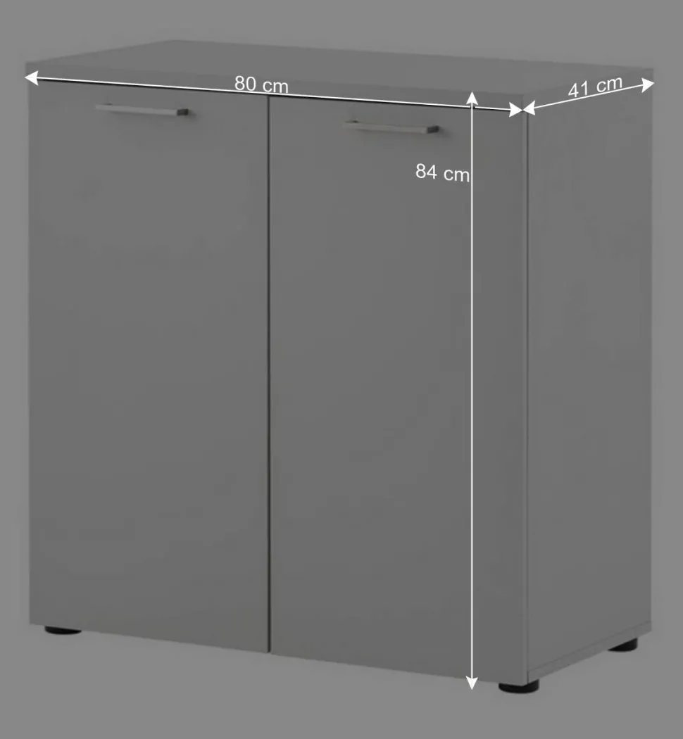 80x84x41 2-türiger Officeschrank in Lichtgrau - Bowsla