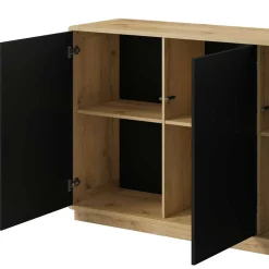 160x75x40 3-türiges Sideboard in Schwarz - Ilunas