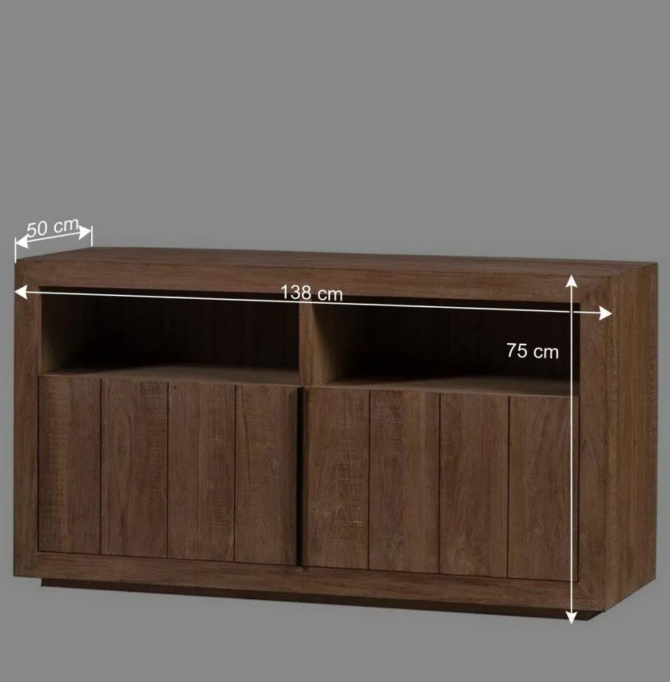138x75x50 TV Kommode aus Teak Massivholz - Myons