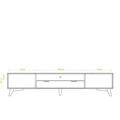 220x48x40 TV Kommode in Weiß & Wildeiche - Diesta