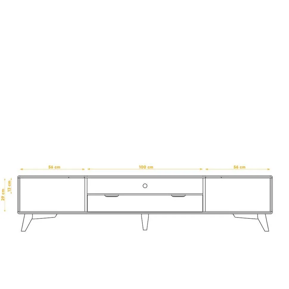 220x48x40 TV Kommode in Weiß & Wildeiche - Diesta