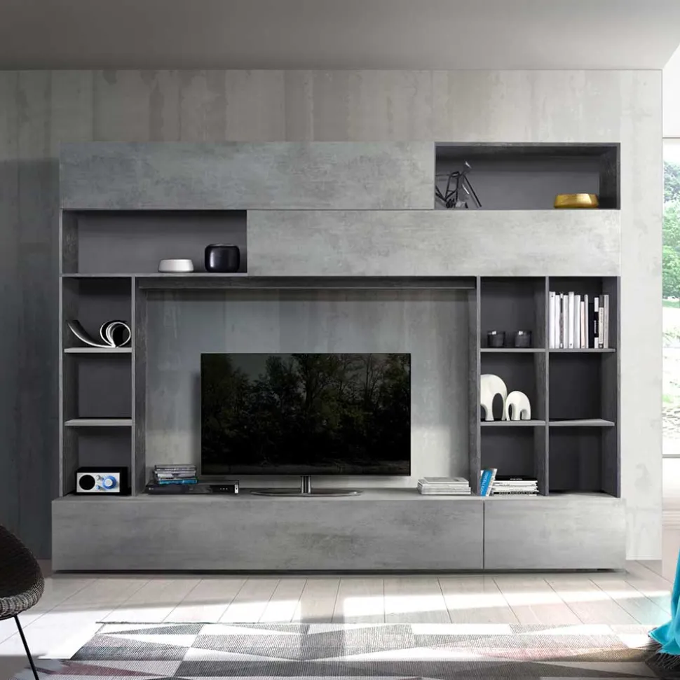 277x209x40 TV Mediawand in Grau zweifarbig - Mitalona