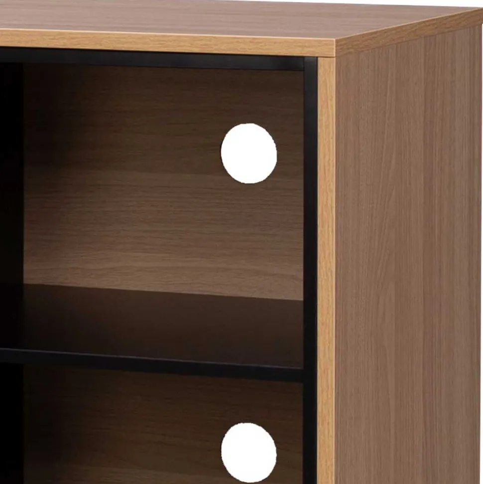 140x76x40 TV Phonoschrank in Eiche & Schwarz - Brausca