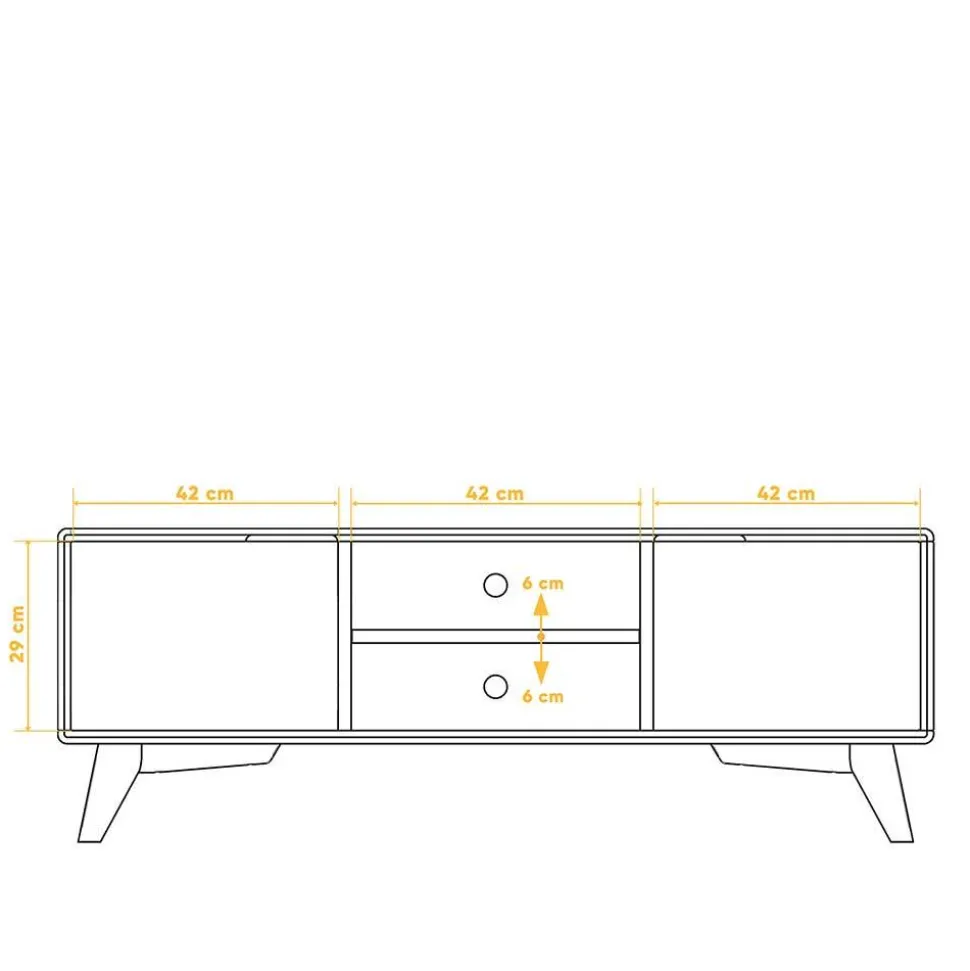 134x48x40 TV Schrank mit Türen & Fächern - Diesta
