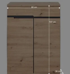 80x107x38 Vertiko für Schuhe in Wildeiche Optik - Kuetra