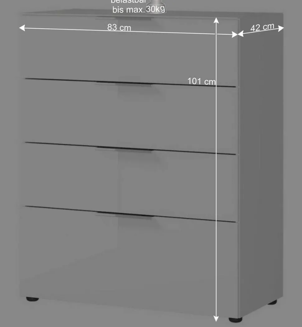 83x101x42 Vier-Schubladen-Kommode in Weiß - Thima