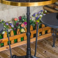 57x71x57 Vintage Bistrotisch aus Marmor in Schwarz - Mally